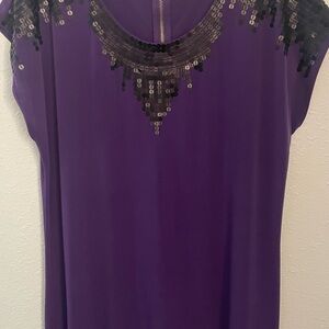 Elle Elegant Purple Mini Dress with Black Sequins-Size Large
